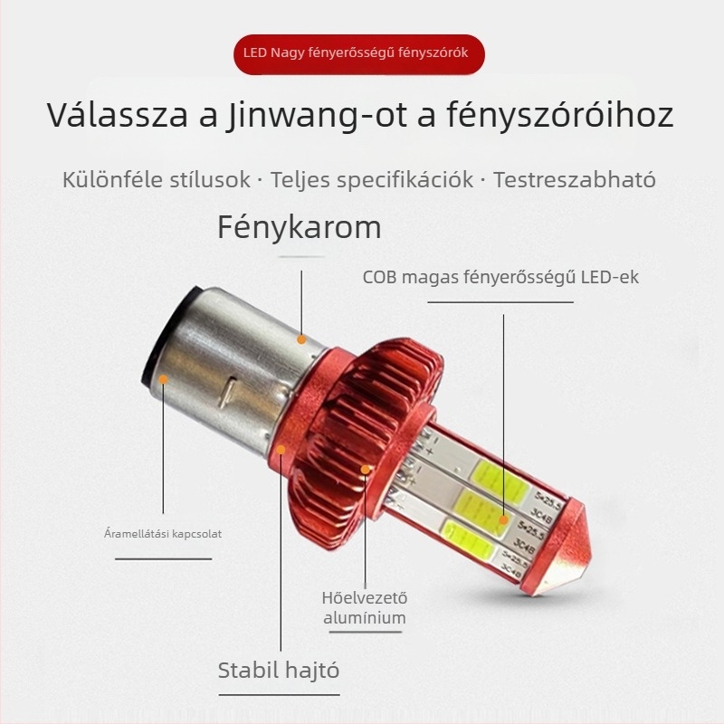 LED motorkerékpár fényszóró, alumínium ház, hatszögletű lencsés spot, 9-85V, 12W, magas védettség