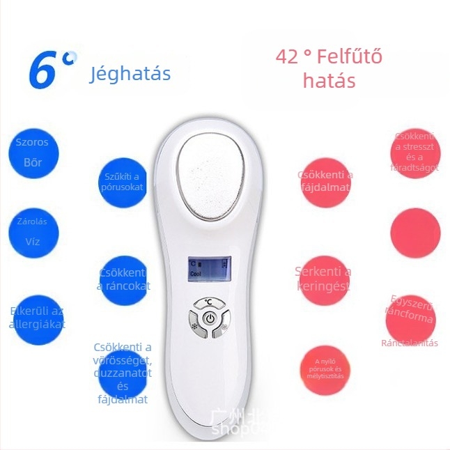 Hideg-meleg terápiás szépségkészülék vibrációval, kettős funkció, hordozható, beépített 500-800 mAh akkumulátor, IPX4 vízálló, háztartási használatra