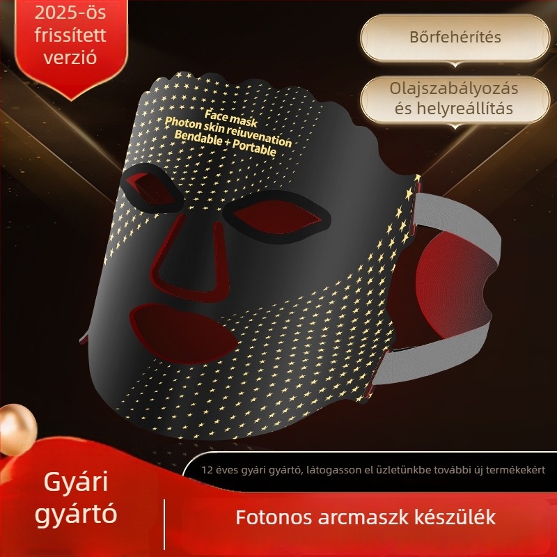 LED színfényes kozmetikai maszk nagy sorozatú fény-spektrométerrel, piros-kék fotonos megújító készülék, szilikon arcmaszk