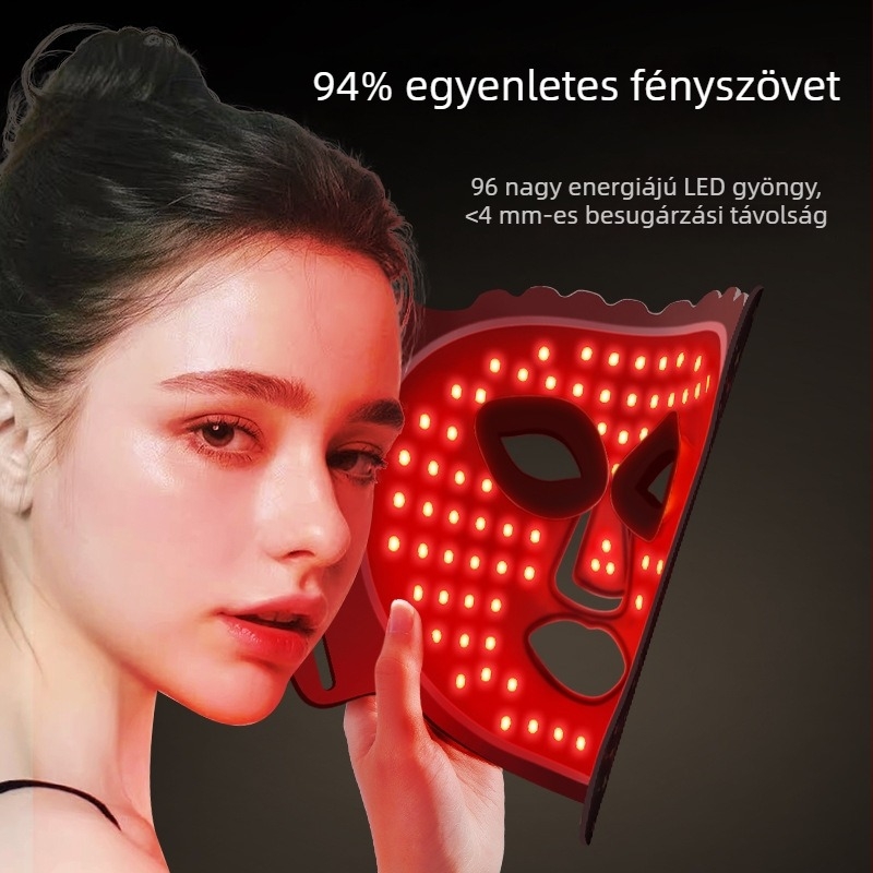 LED színfényes kozmetikai maszk nagy sorozatú fény-spektrométerrel, piros-kék fotonos megújító készülék, szilikon arcmaszk