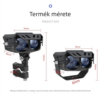 Motorkerékpár LED reflektor, L4 modell, 50W, 12-80V, ház alumíniumötvözet/PC, fedéllel