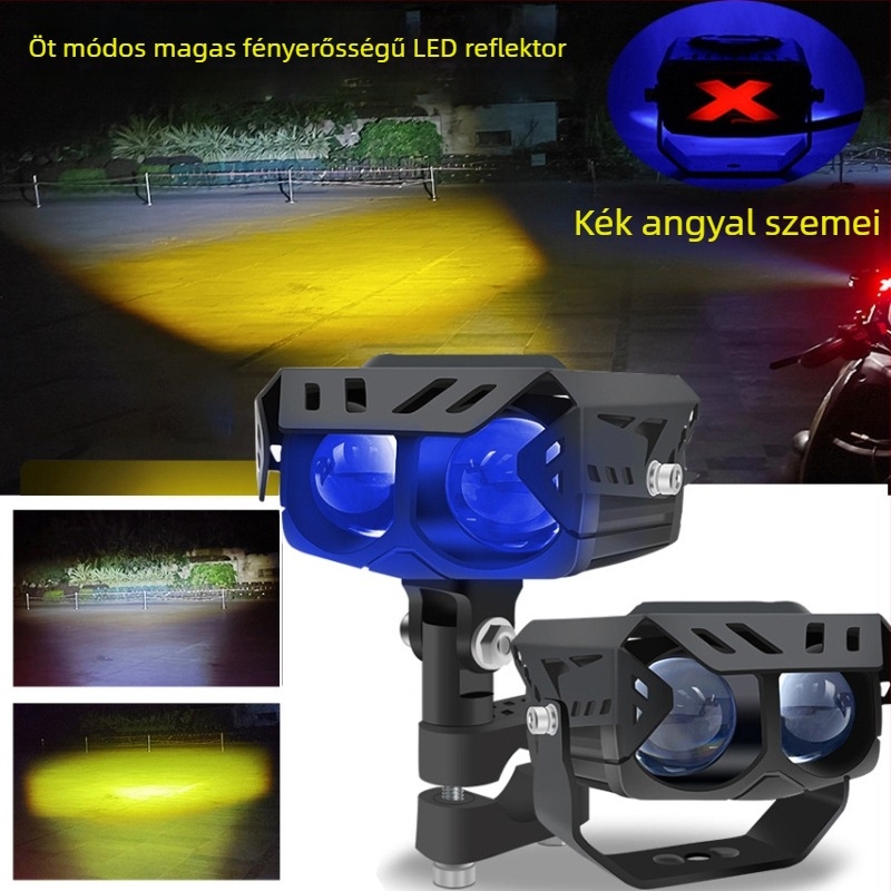 Motorkerékpár LED reflektor, L4 modell, 50W, 12-80V, ház alumíniumötvözet/PC, fedéllel