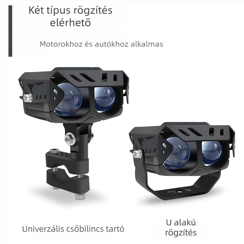Motorkerékpár LED reflektor, L4 modell, 50W, 12-80V, ház alumíniumötvözet/PC, fedéllel