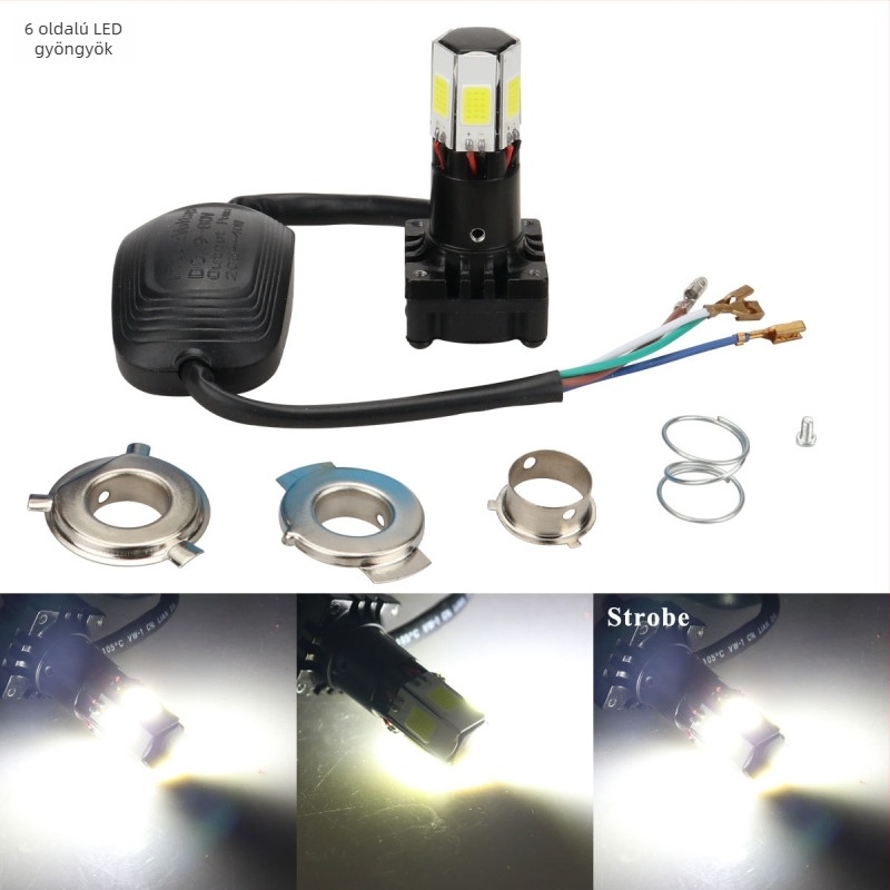 Autó LED fényszóró H4 integrált magas/alacsony fényszóróval, alumínium ház, 12V, vízálló, élettartam 50000h, modell motor157