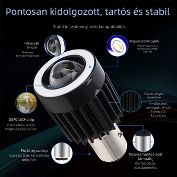 Motorkerékpár LED lencsés reflektor, alumínium test, 12V, IP67, modell Motor308