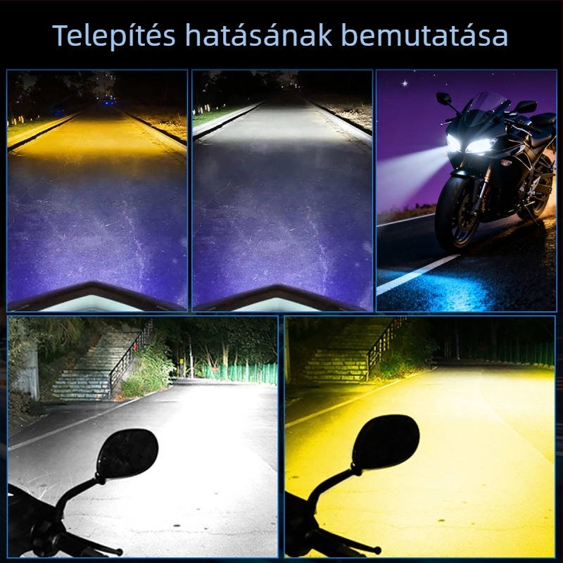 Motorkerékpár LED lencsés reflektor, alumínium test, 12V, IP67, modell Motor308
