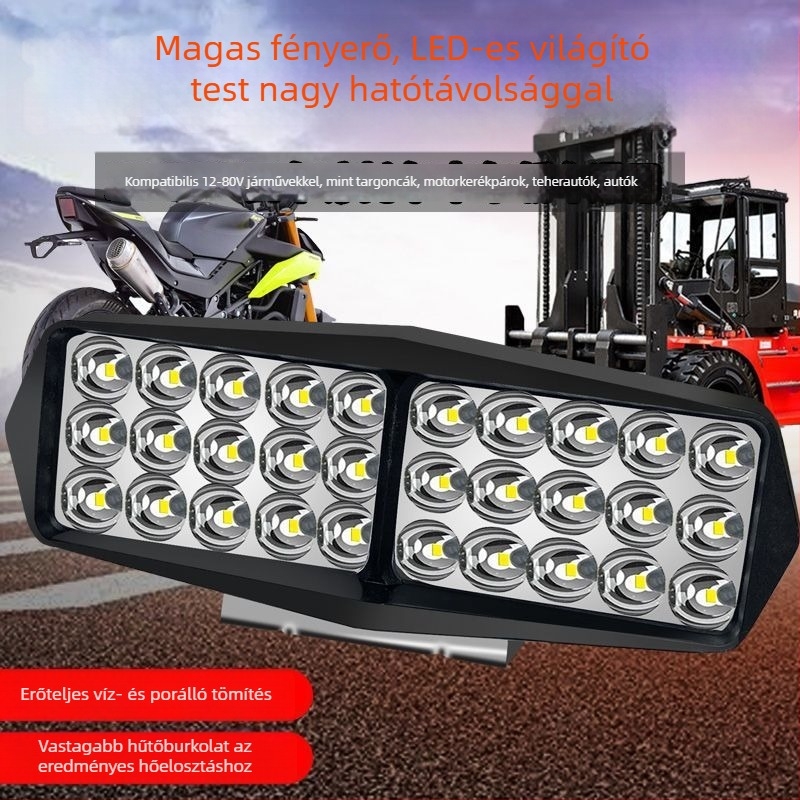 Autó LED fényszóró 12-80V, vízálló, univerzális autókhoz, teherautókhoz és motorkerékpárokhoz