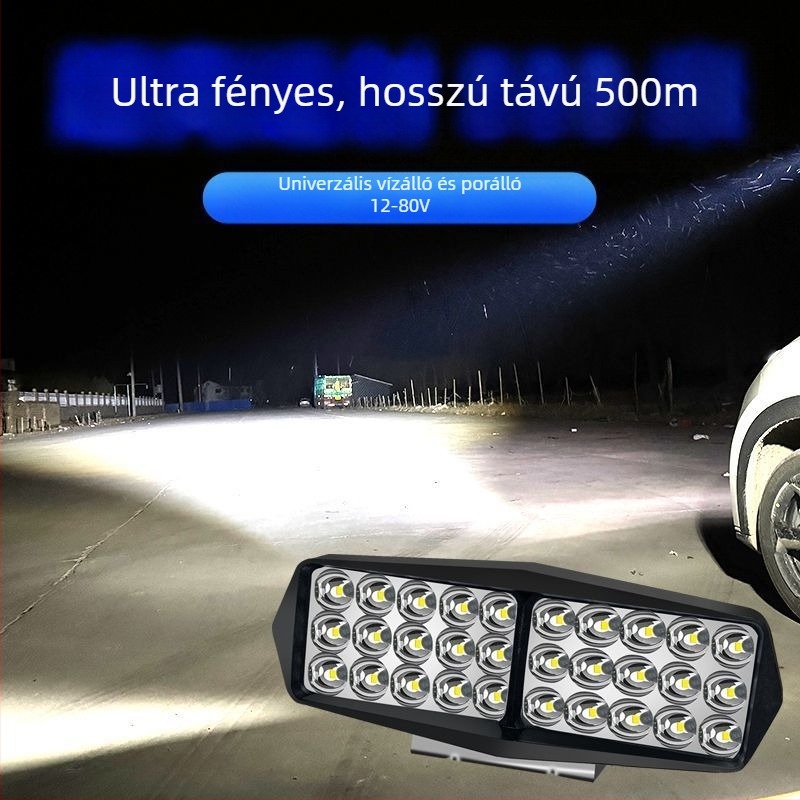 Autó LED fényszóró 12-80V, vízálló, univerzális autókhoz, teherautókhoz és motorkerékpárokhoz