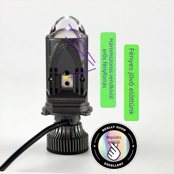 55W H4 autófényszóró lézeres mátrix lencsével, három fényforrással, integrált távoli és közel fény