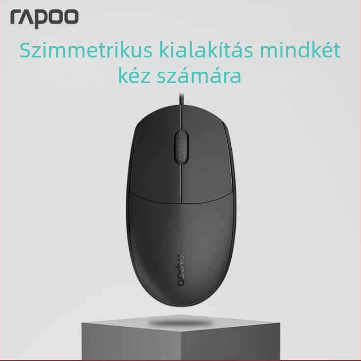 Rapoo N100 kábeles USB optikai egér laptophoz, 1600 DPI, 3 gombos, ergonómikus