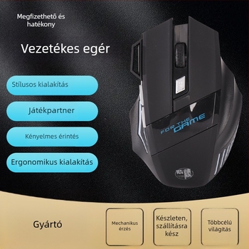 G06 vezetékes gamer egér – 1600 DPI, USB, 5 gomb, ergonómikus