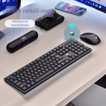 Vezeték nélküli billentyűzet és egér készlet, 2.4G, csendes billentyűk, 104 billentyű, 1600 DPI, Plug and Play