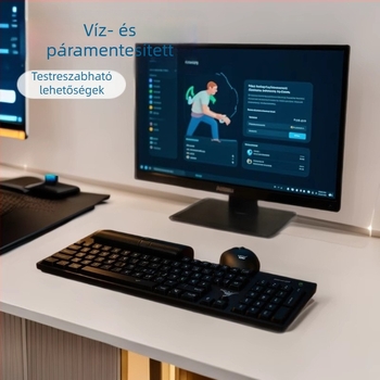 Vezeték nélküli billentyűzet és egér készlet, 2.4G, csendes billentyűk, 104 billentyű, 1600 DPI, Plug and Play
