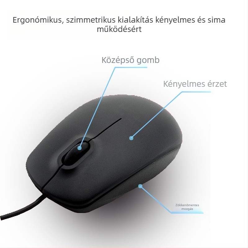 MS111 optikai kábeles USB egér (1000dpi, 2 gomb, ergonómikus)
