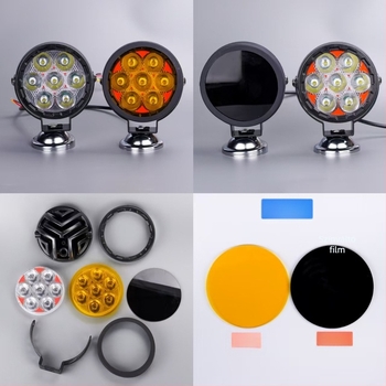 7-LED körkörös motorkerékpár fényszóró, 70W, 12-36V, IP67, 2700 lm, univerzális kompatibilitás