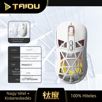 Titanium TSG809 Vezeték nélküli játék egér Bluetooth kettős móddal (2.4G + Bluetooth), újratölthető, DPI 10000, 7 gomb, USB interfész