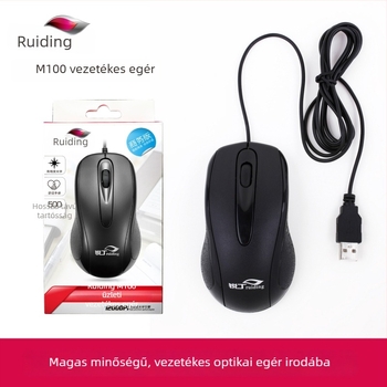 Ruiding M100 optikai USB vezetékes egér, 1000 DPI, 3 gomb, 1,5 m kábel