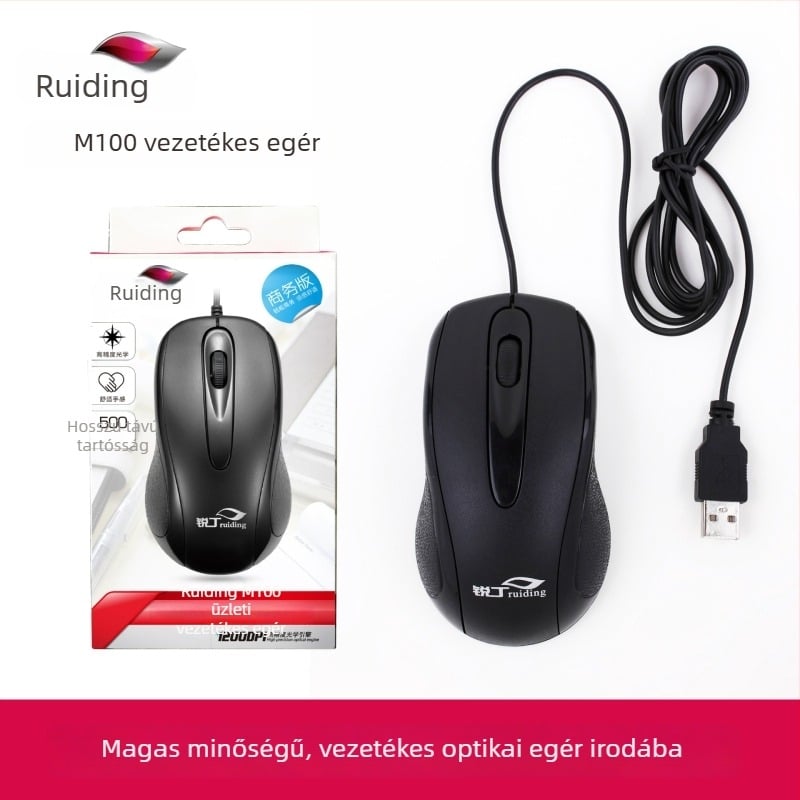 Ruiding M100 optikai USB vezetékes egér, 1000 DPI, 3 gomb, 1,5 m kábel