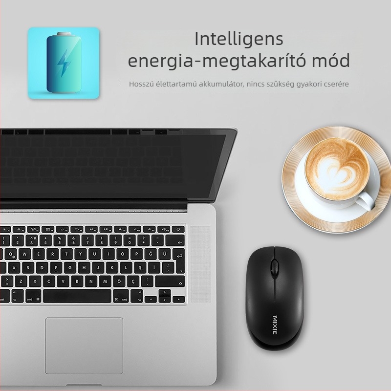 R516 vezeték nélküli egér laptop és asztali számítógéphez, USB vevő, 2,4 GHz, 1000 DPI, 3 gomb, ergonomikus kialakítás