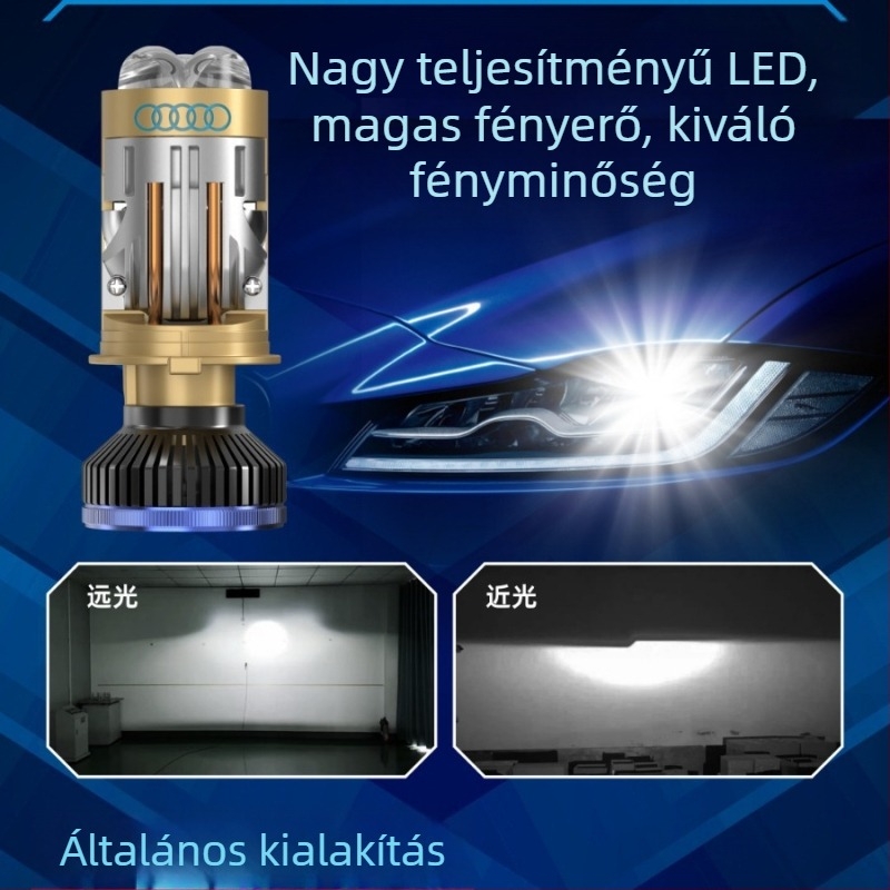 H4 LED autó- és motorkerékpár fényszóró távoli és közeli integrációval, 70W, 8000LM