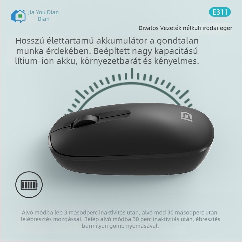 Fox E311 vezeték nélküli egér, 2 gombos, optikai érzékelő, ergonomikus kialakítás, 80 g, irodai használatra