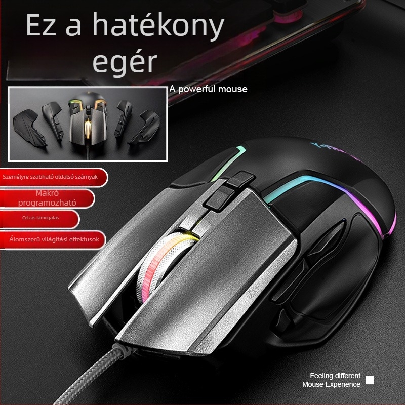 Y2 játékoptikai egér, 8 programozható gomb, 7200 DPI, hat szintű állítható felbontás, USB-kábeles kapcsolódás