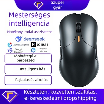 M5 AI hárommódú vezeték nélküli optikai egér, 4000 DPI, 6 gomb, USB-vevő, 2.4G/Bluetooth, ergonómikus
