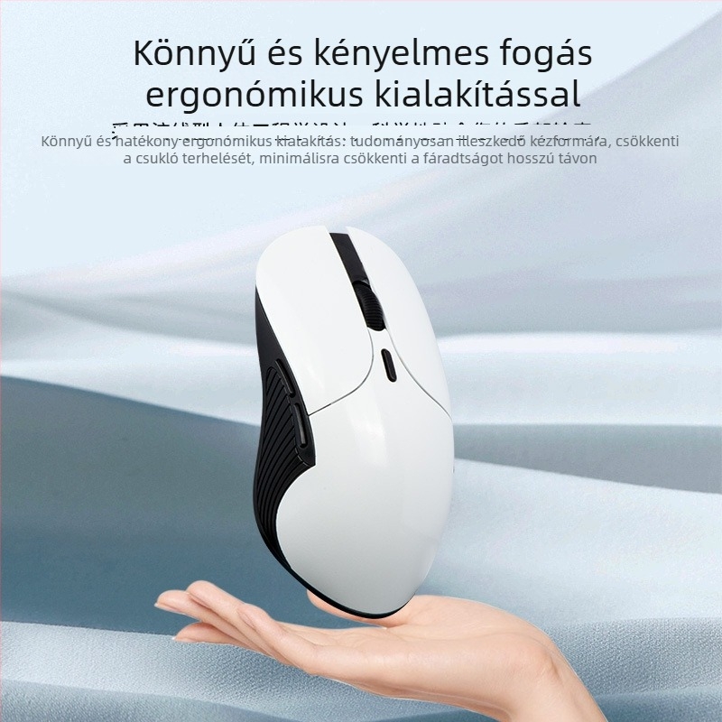 M5 AI hárommódú vezeték nélküli optikai egér, 4000 DPI, 6 gomb, USB-vevő, 2.4G/Bluetooth, ergonómikus