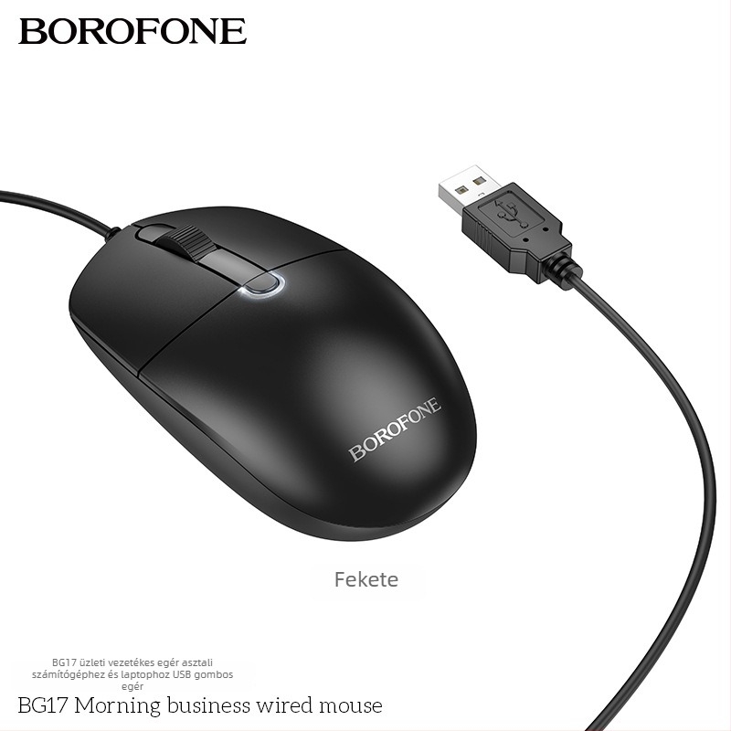 BOROFONE BG17 Vezetékes fotóelektronikus egér, USB, 1000dpi, 4 gombos asztali számítógépekhez