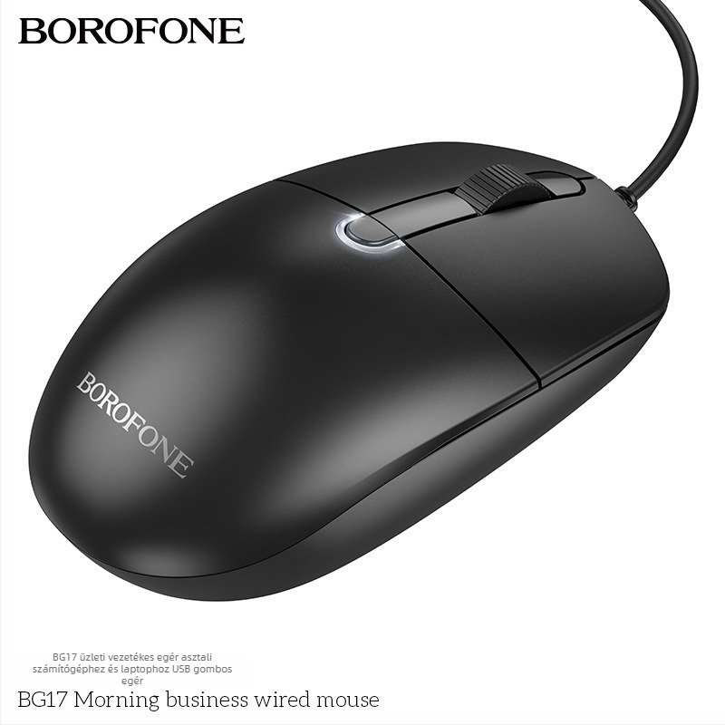 BOROFONE BG17 Vezetékes fotóelektronikus egér, USB, 1000dpi, 4 gombos asztali számítógépekhez