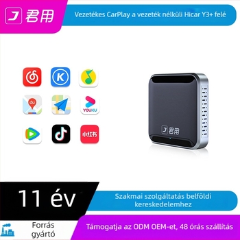 HiCar integrációval ellátott vezeték nélküli CarPlay adapter (Model Y3+, Junfu márka, 5.0V, 0.25W)