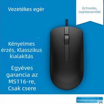 MS116 optikai egér, USB-s csatlakozás, 1000dpi, 3 gomb, négyirányú görgő