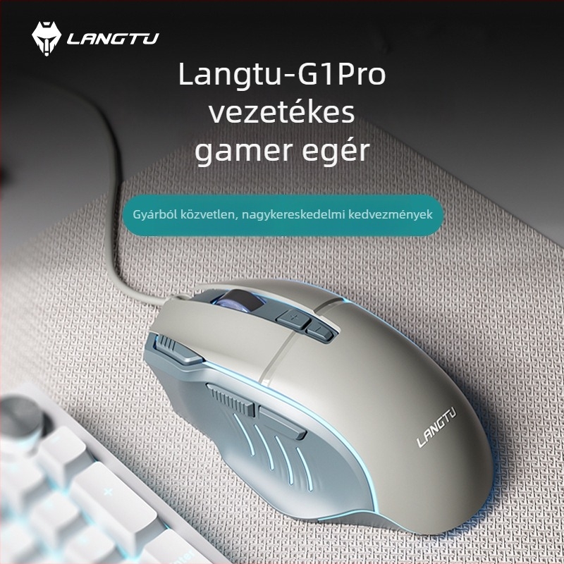 G1Pro vezetékes játékmouse, 7200 DPI, 8 gomb, USB, 1,5 m kábel, ergonómikus