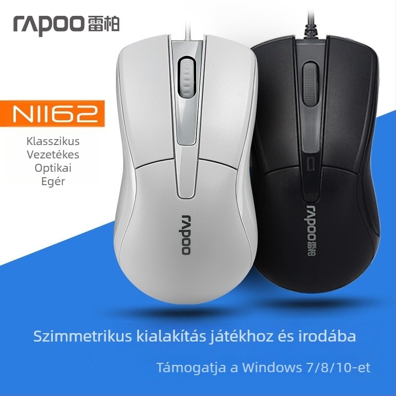 Rapoo N1162 optikai egér, USB-kábel, 1000dpi