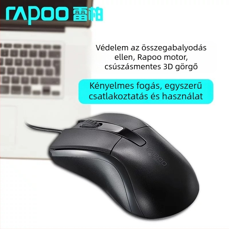 Rapoo N1162 optikai egér, USB-kábel, 1000dpi