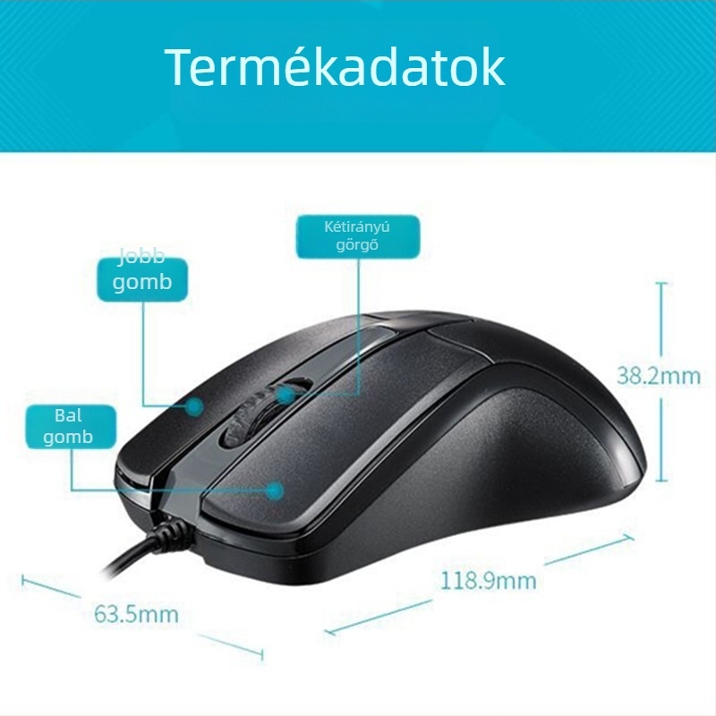 Rapoo N1162 optikai egér, USB-kábel, 1000dpi