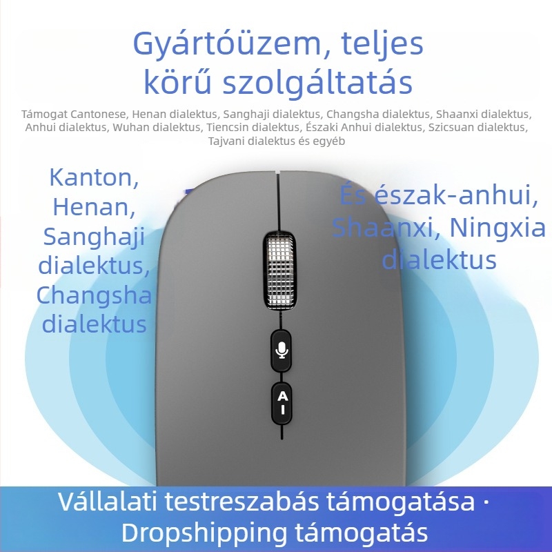 Dual-mode vezeték nélküli optikai egér Bluetooth és 2,4G-vel, 1600 DPI, 5 gomb, max. 10 m működési távolság
