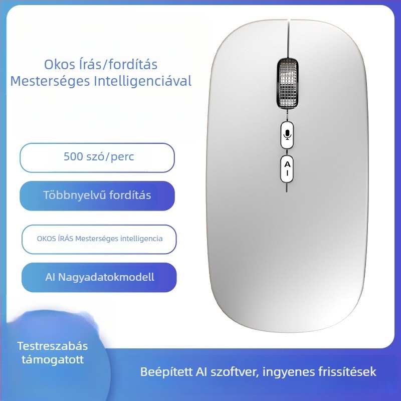 Dual-mode vezeték nélküli optikai egér Bluetooth és 2,4G-vel, 1600 DPI, 5 gomb, max. 10 m működési távolság
