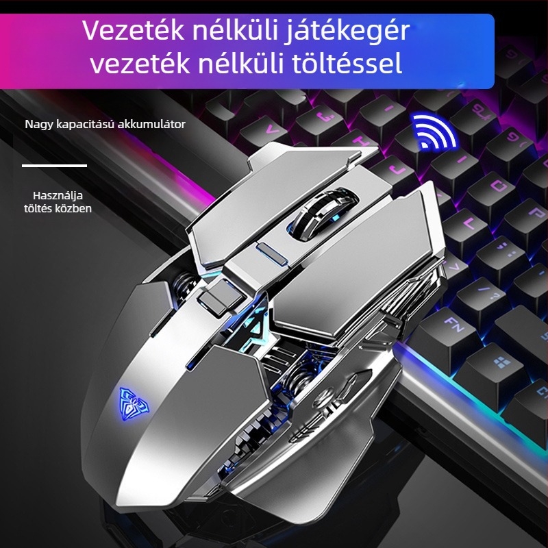 Vezeték nélküli egér 3500 DPI-vel, 7 gombbal, újratölthető, 2,4 GHz USB kapcsolattal