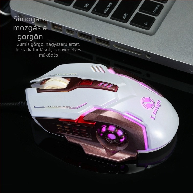 LIMEIDE Q7 USB optikai gaming egér asztali számítógéphez, 1200 DPI, 7 gomb, vezetékes, 1,5 m kábel