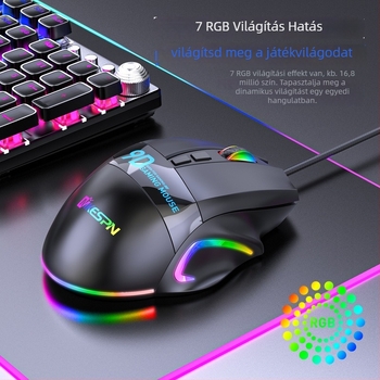 Gamer egér X10, 9 gomb, USB vezetékes, 12000 DPI, hat szintű DPI-állítás, ergonomikus kialakítás