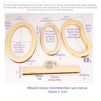 Fémes táskafogó fül – tojás alakú ovális forma, egyenes rúd, nagy gyűrű, nőknek