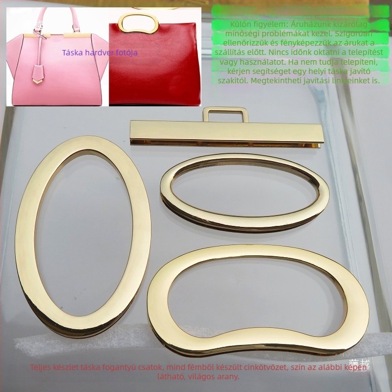 Fémes táskafogó fül – tojás alakú ovális forma, egyenes rúd, nagy gyűrű, nőknek