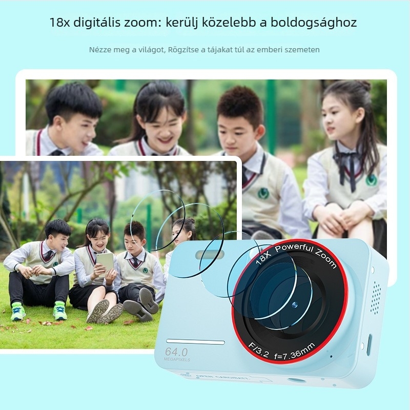 Diákoknak szóló digitális kamera, 18x optikai zoom, periszkópos objektív, 5MP CMOS szenzor, 2,8 hüvelykes LCD, optikai képstabilizáció, teljes manuális működés
