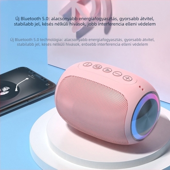A66 Bluetooth hordozható hangszóró, kártyás lejátszás, 5W, Bluetooth 5.1, 40Hz-20kHz, IPx3