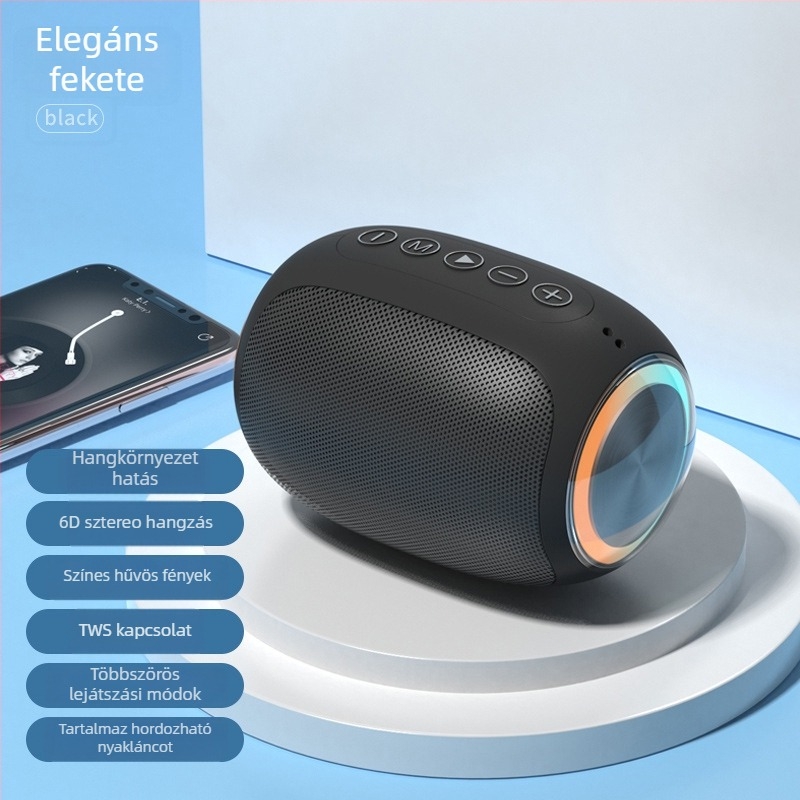A66 Bluetooth hordozható hangszóró, kártyás lejátszás, 5W, Bluetooth 5.1, 40Hz-20kHz, IPx3