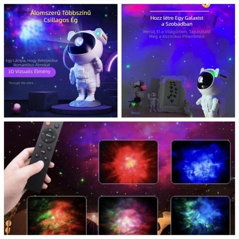 Asztronauta dekor lámpa Bluetooth hangszóróval, USB tápegység, távirányító, padlóra vagy falra szerelhető