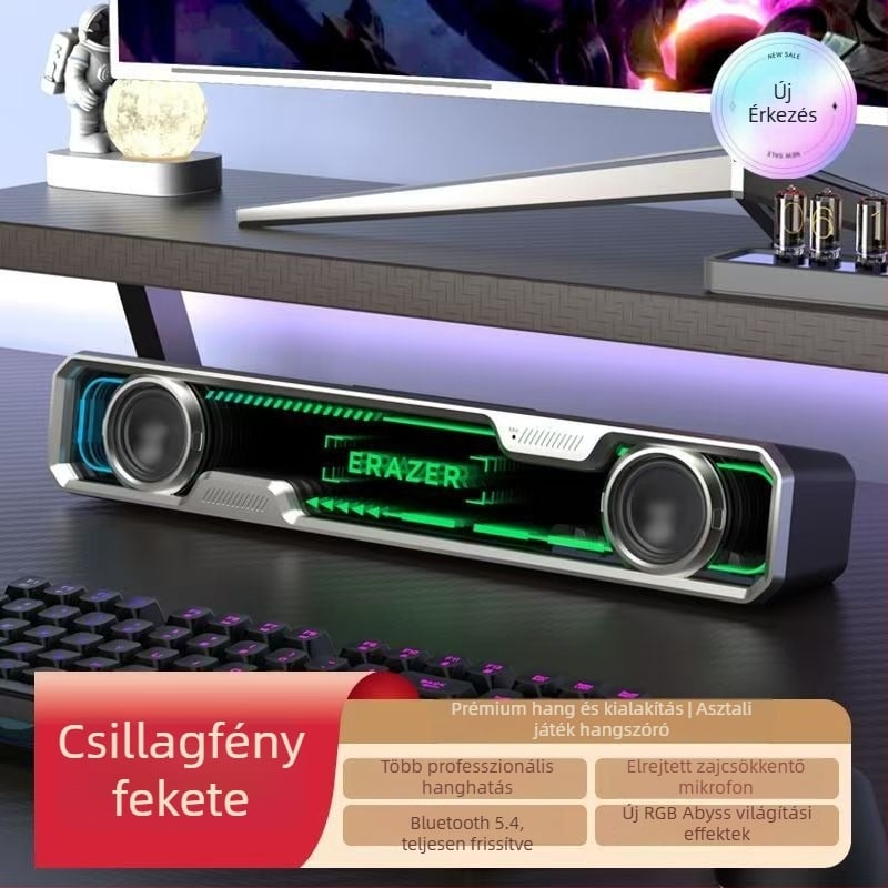 Asztali játékhangszórók Bluetooth 5.0 és USB tápegységgel, Abyss világítás, 2-utas sztereó rendszer, 20Hz-20kHz, SNR ≥85dB, 10 m hatótáv