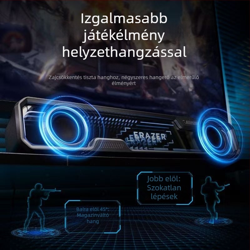 Asztali játékhangszórók Bluetooth 5.0 és USB tápegységgel, Abyss világítás, 2-utas sztereó rendszer, 20Hz-20kHz, SNR ≥85dB, 10 m hatótáv