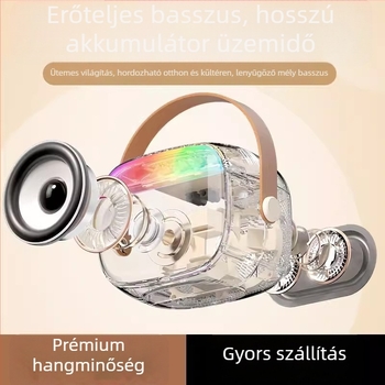 Beépített és kivehető mikrofonnal rendelkező Bluetooth hangszóró otthonra és szabadban — 5W, Bluetooth 5.3, 100Hz–20kHz, 10m hatótáv, beépített 1000–1200mAh akkumulátor